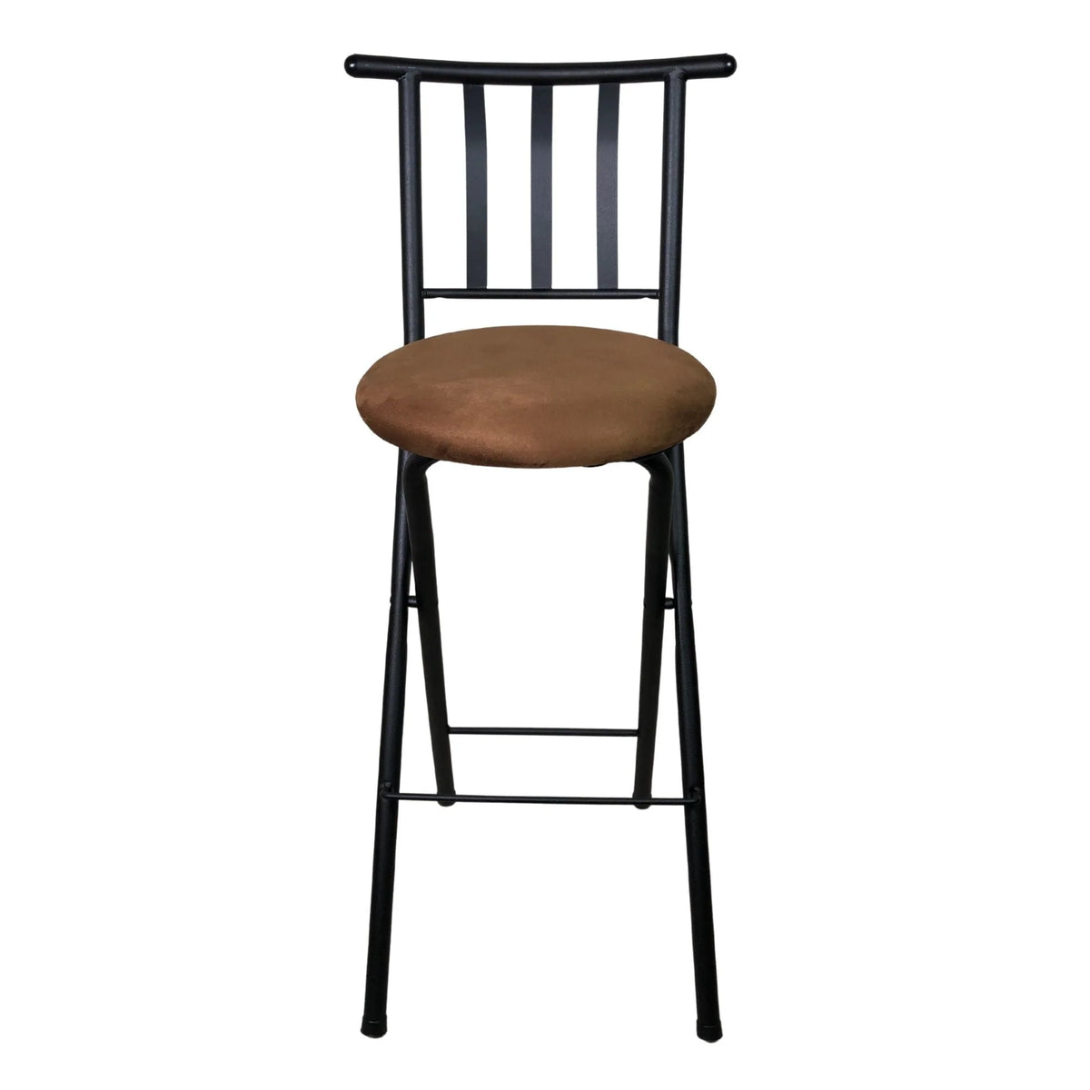 Mainstays Indoor Metal Folding Stool with Slat Back and Microfiber Seat