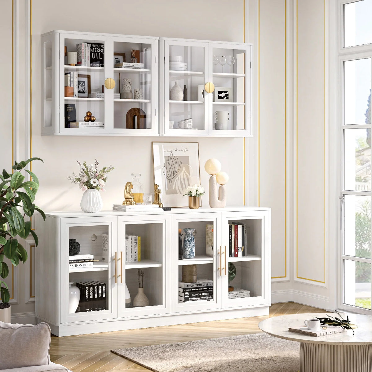 POLIHOME Floating Cabinet with Adjustable Shelves for Kitchen, 28 inches