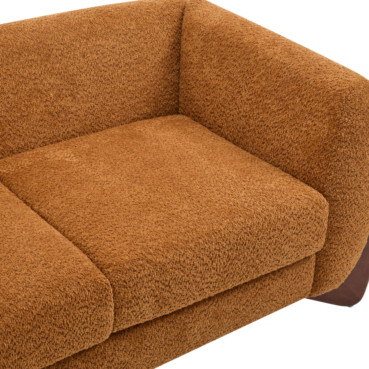 Arlo Modern Boucle Upholstery 2-Seater Sofa with Solid Wood Legs, Caramel