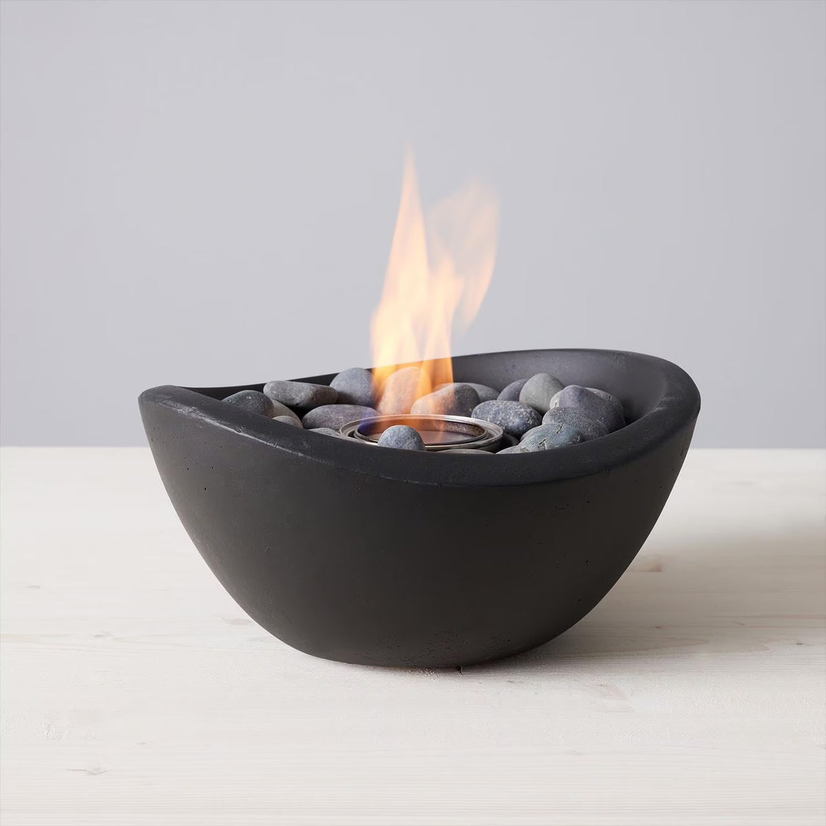 TerraFlame Wave Table Top Fire Bowl Gel Fuel - Stone Cast - Graphite