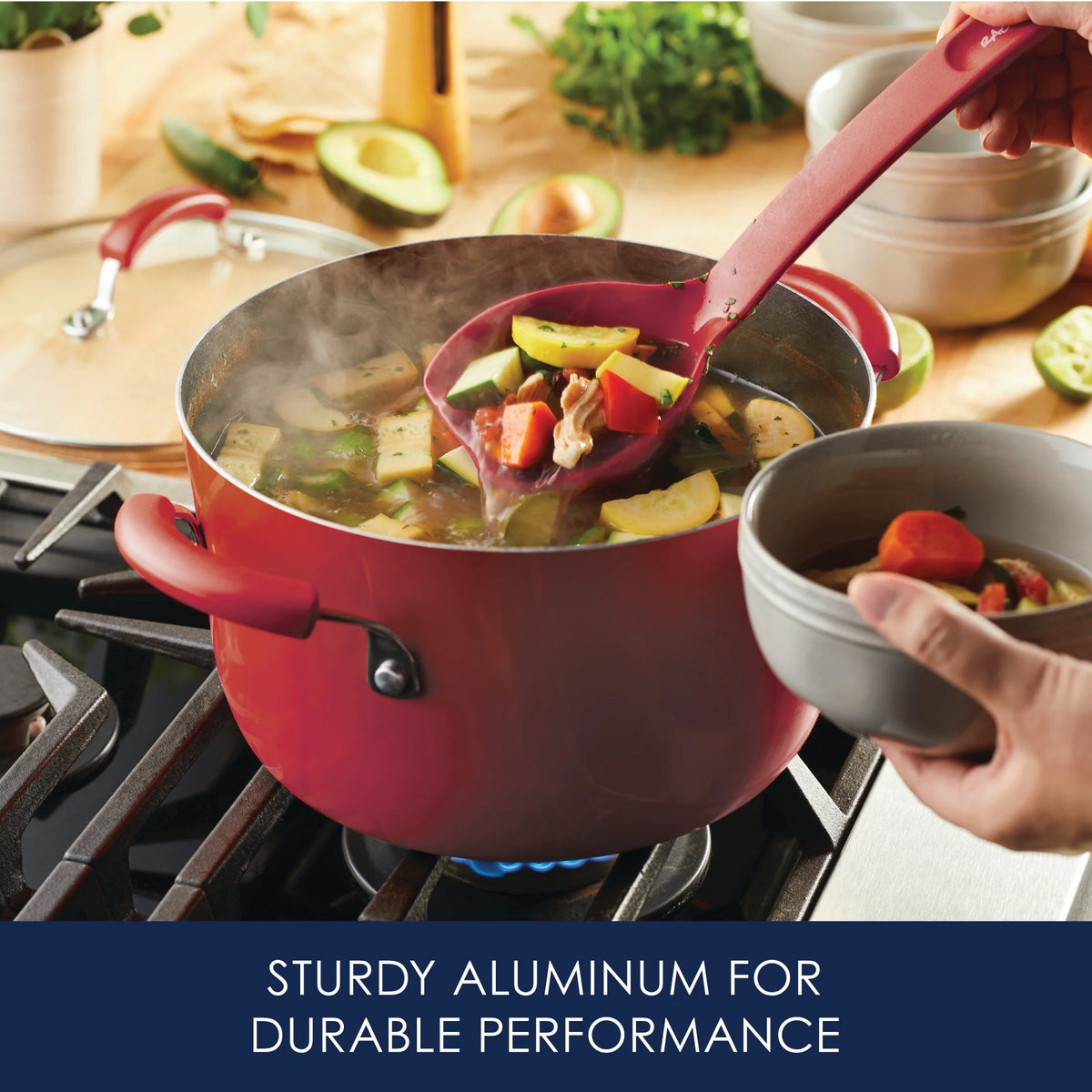 Rachael Ray 15-Piece Nonstick Pots and Pans Set/Cookware Set, Marine Blue