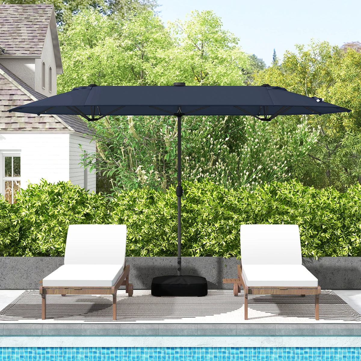 Costway 13ft Beige Rectangle Double-sided Patio Umbrella, Crank Lift