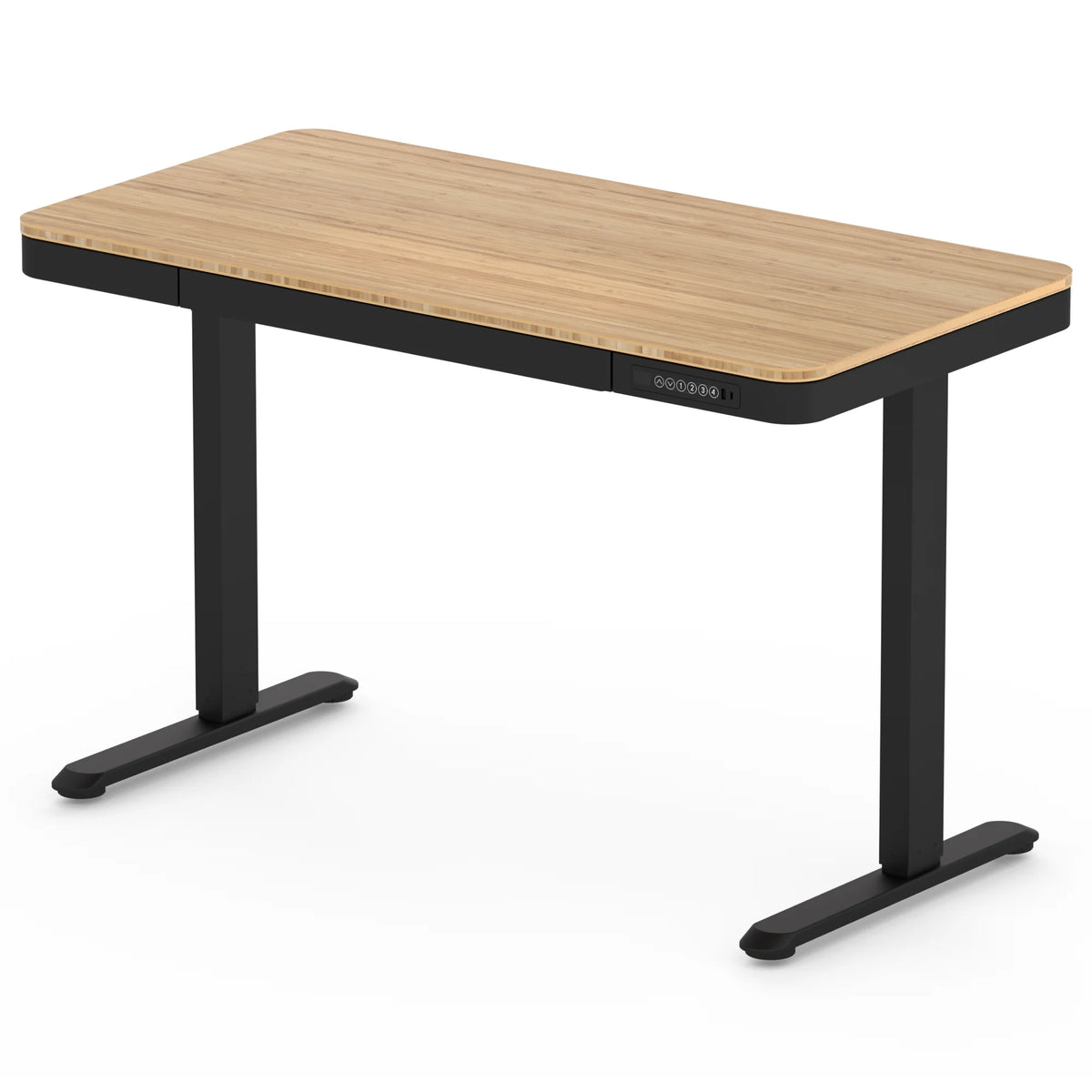 FLEXISPOT 48" W Home Office Height Adjustable Standing Desk White and Maple with USB Charge Ports and Embedded Drawer