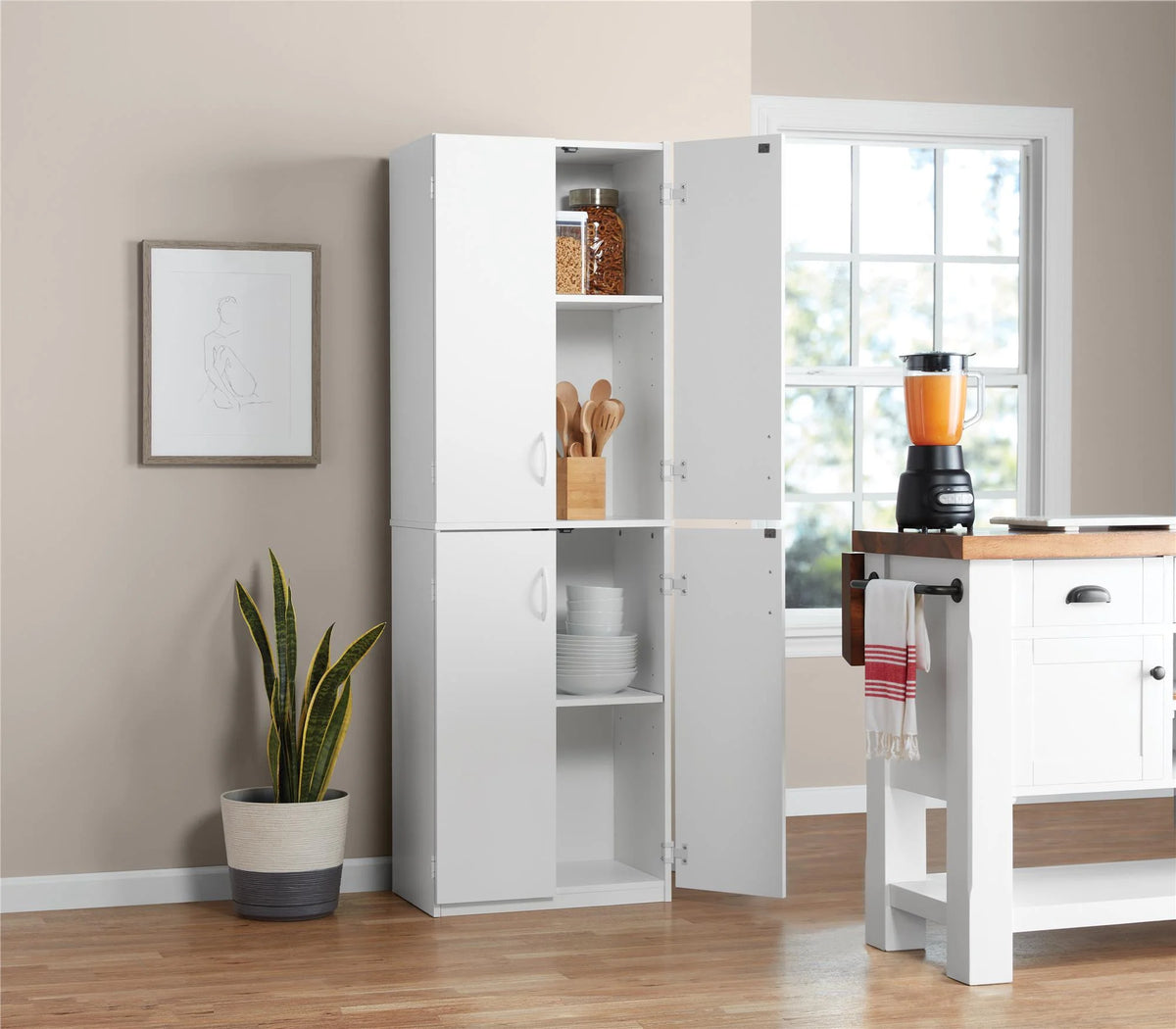 Mainstays 72" 4-Door Storage Cabinet, Espresso