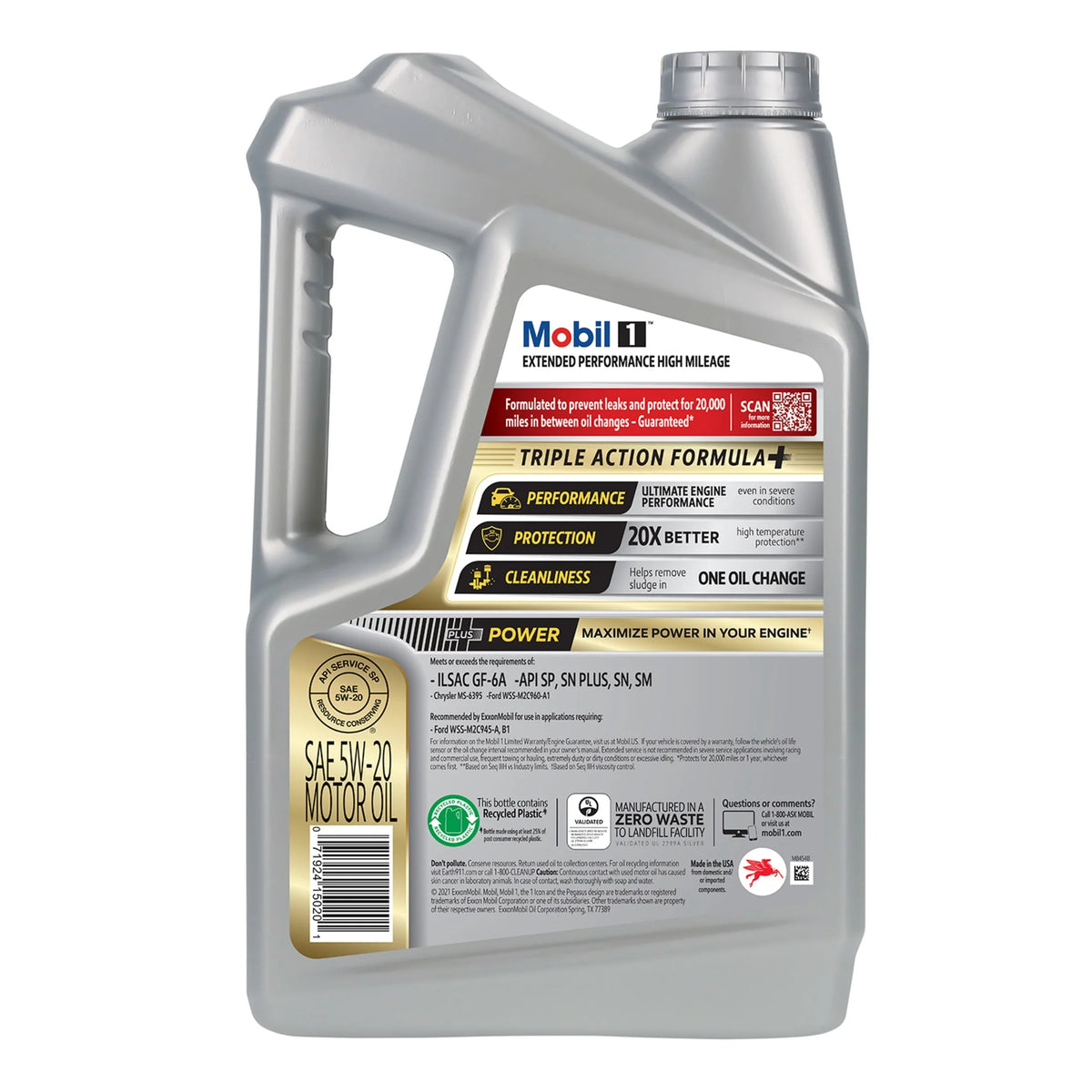 Mobil 1 Extended Performance High Mileage Full Synthetic Motor Oil 5W-20, 5 Quart (3 Pack)