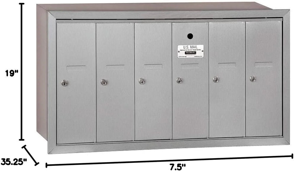 Salsbury Industries Vertical Mailbox,7 Doors,Alum 3507ASU