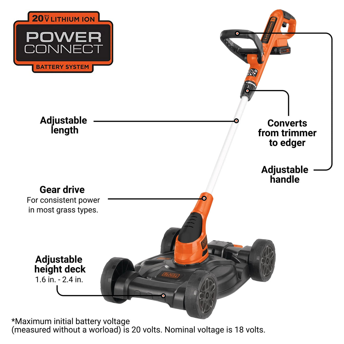 BLACK+DECKER 20V MAX* Lithium 12 inch 3-in-1 Compact Mower, MTC220