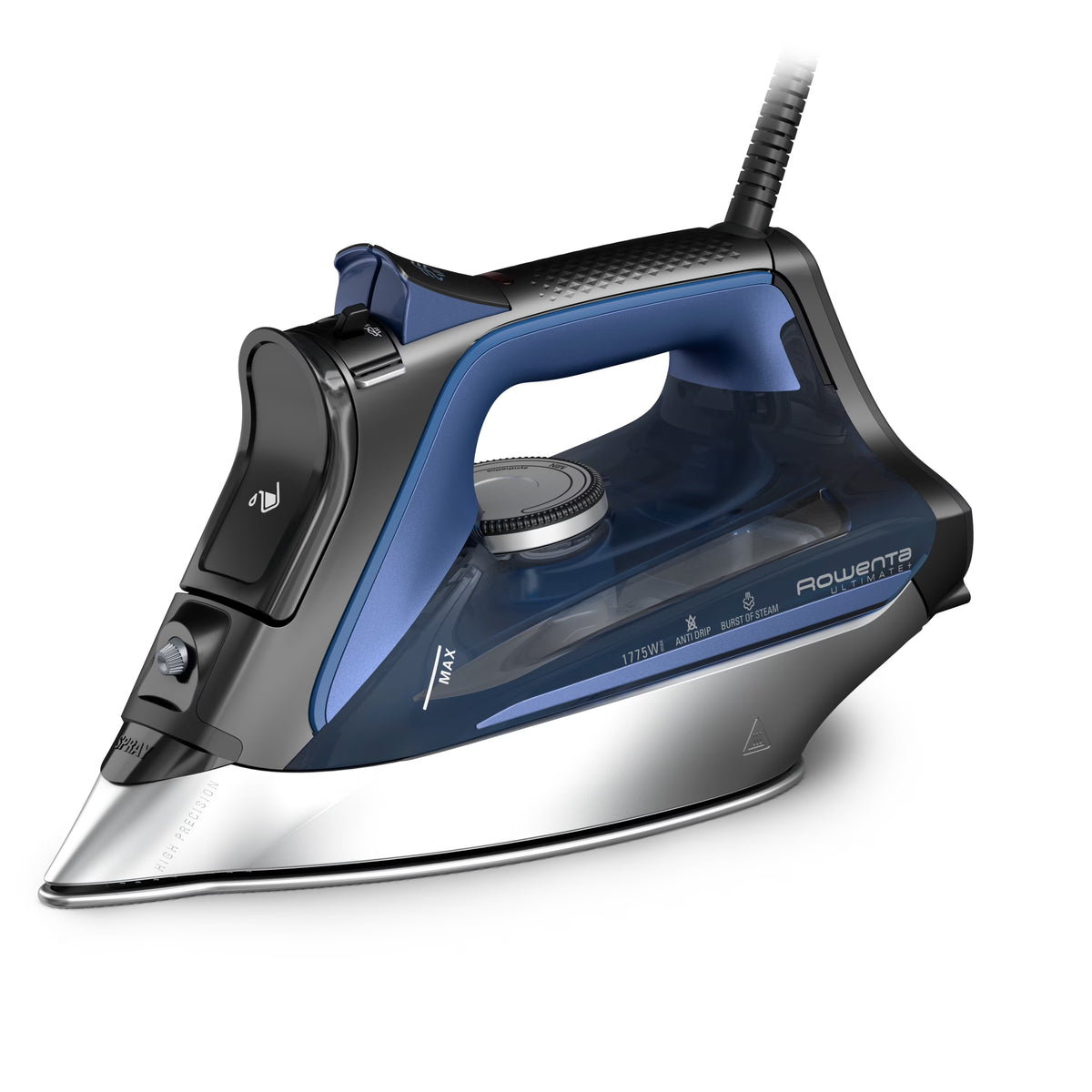 Rowenta Ultimate+ Steam Iron, Vertical Steam, Auto-Off, Black & Blue, DW8350U1