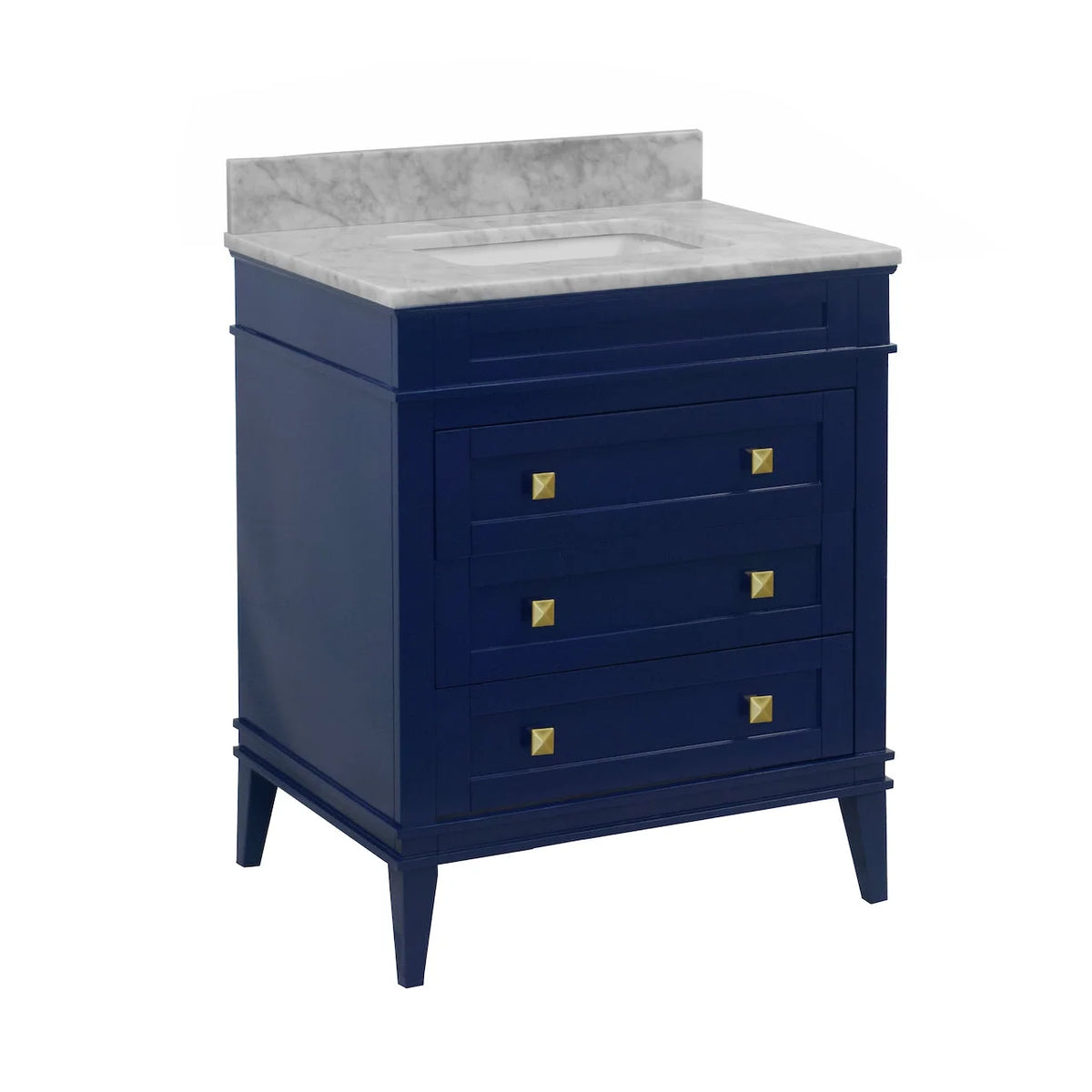 Eleanor 30" Bathroom Vanity with White Cabinet and Carrara Marble Top