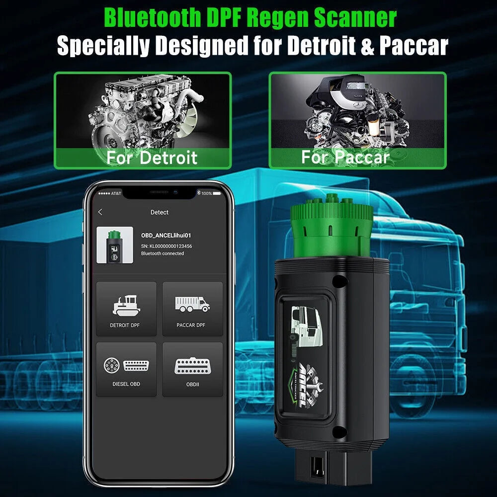 Ancel HD110 Heavy Duty Truck Scanner Full System Truck & Car 2 in 1 OBD2 Scanner Code Reader DPF Regeneration Diagnostic Tool