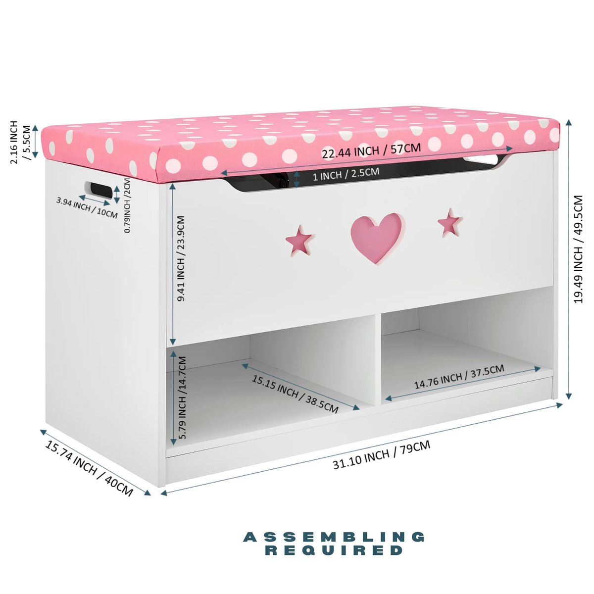 Sturdis Wooden Toy Box Spacious Storage for Home Organization, White