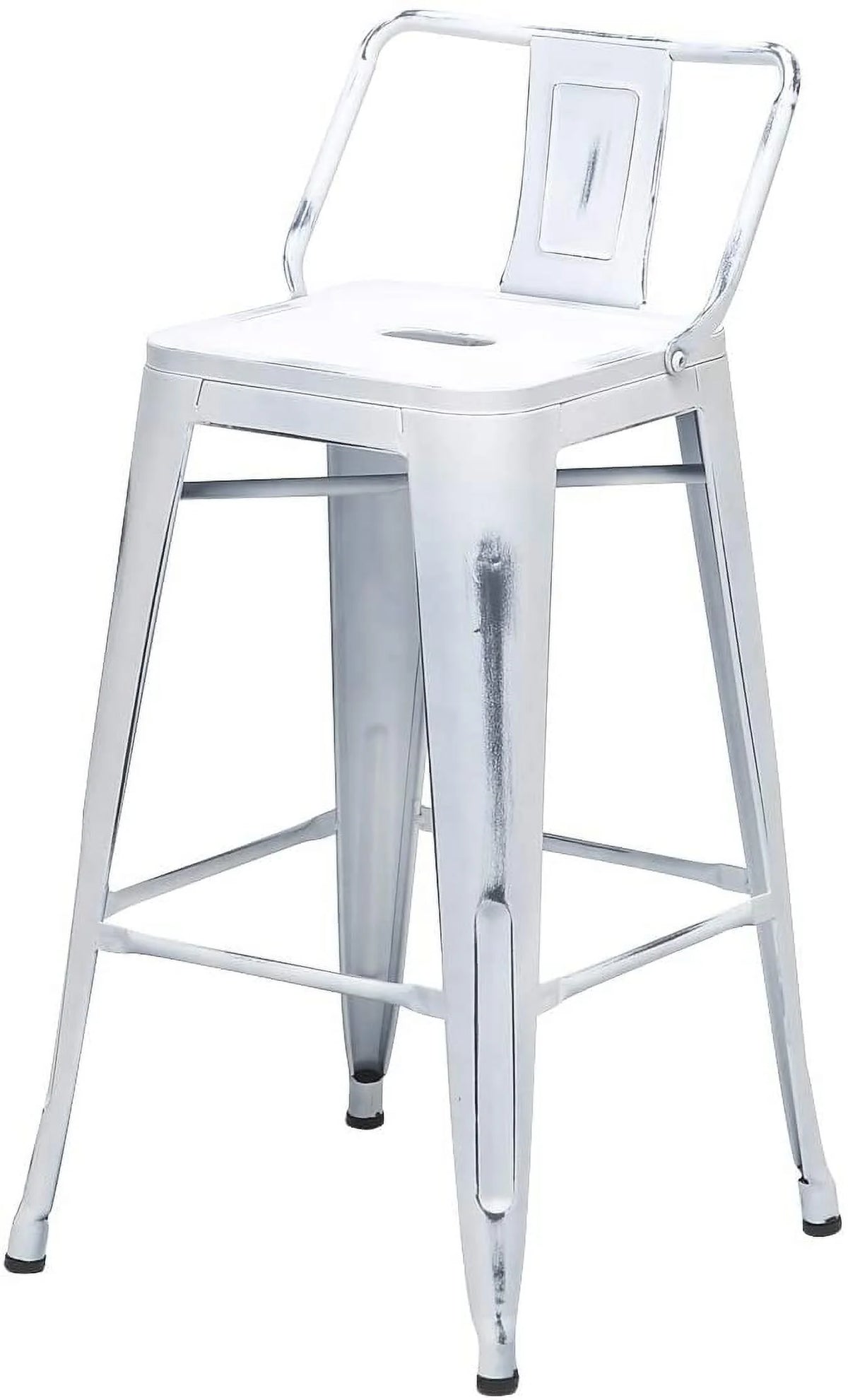 Andeworld 30" Low Back Distressed White Bar Stools Metal Barstools Counter Height Stools [Set of 4]