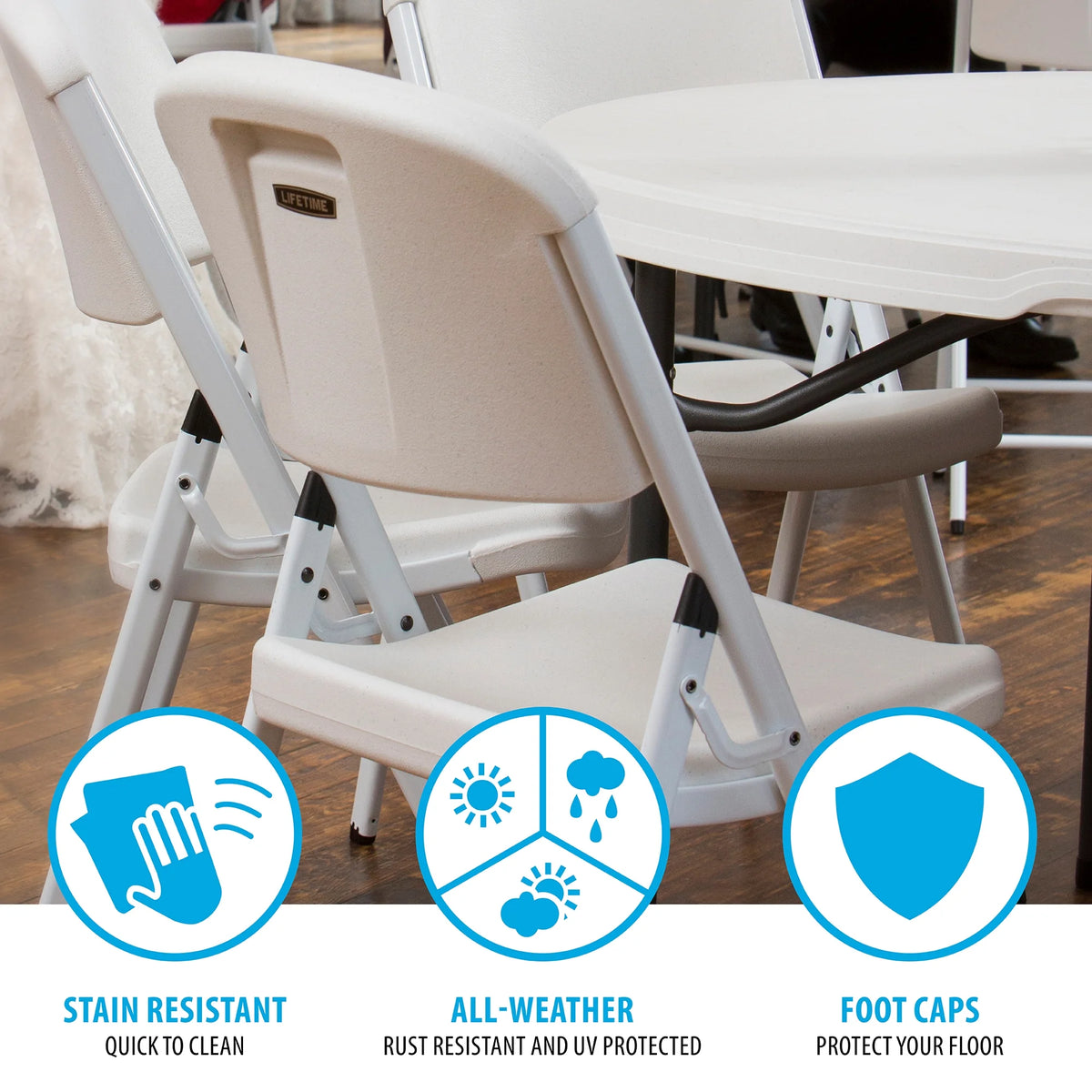 Lifetime Folding Chair, Indoor/Outdoor Commercial, White Granite, 4 Pack (42804)