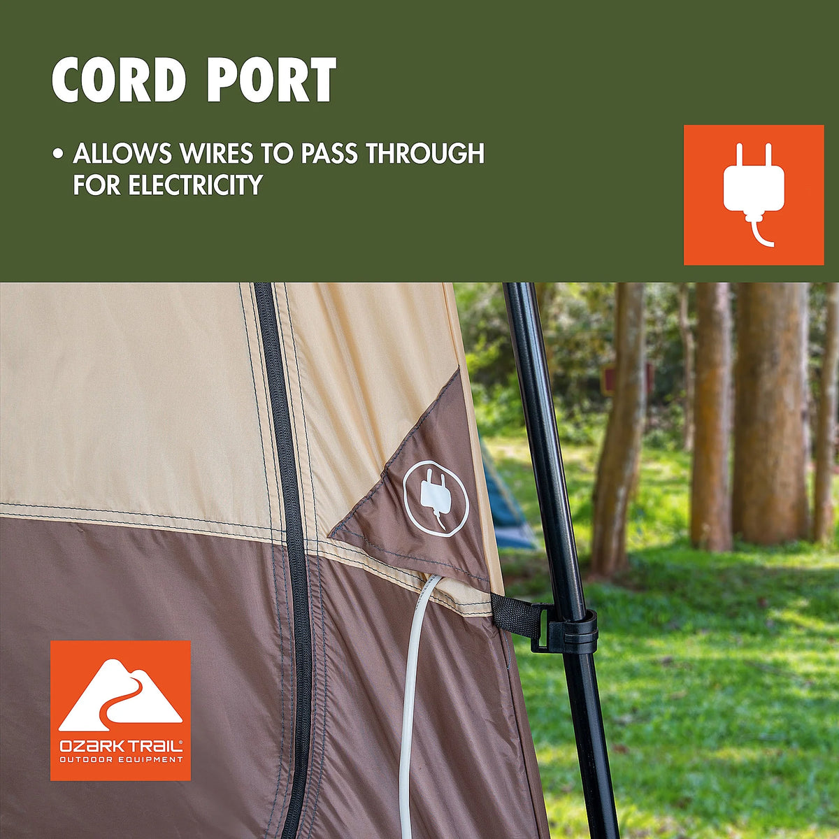 Ozark Trail 2-Room Shower & Utility Tent Combo Includes 5-Gallon Water Container, Easy Setup, Maximum Occupancy Is 2. Khaki Colour.