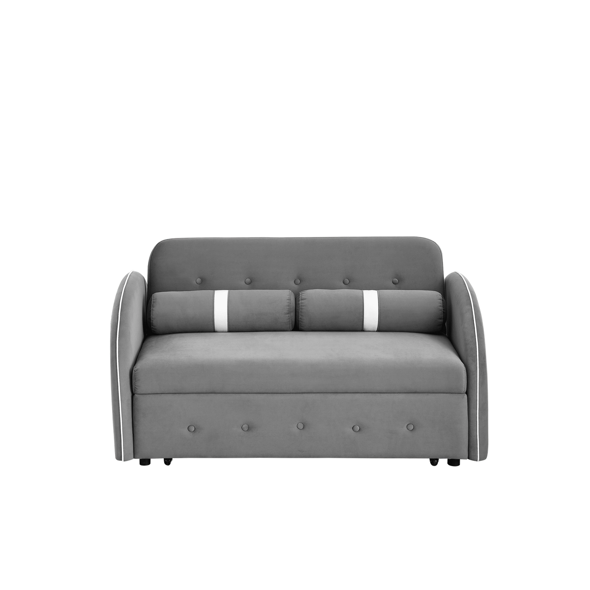 Modern Pull Out Sleeper Sofa Bed, Velvet Convertible Couch Loveseat with Adjsutable Backrest Side Pockets for Living Room Bedroom Apartment Office