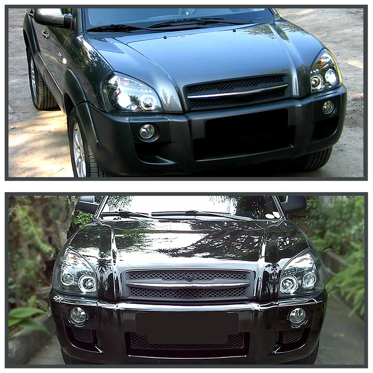 Spec-D Tuning Projector Headlights Black Compatible with 2005-2009 Hyundai Tucson All Modles, Left + Right Pair Headlamps Assembly