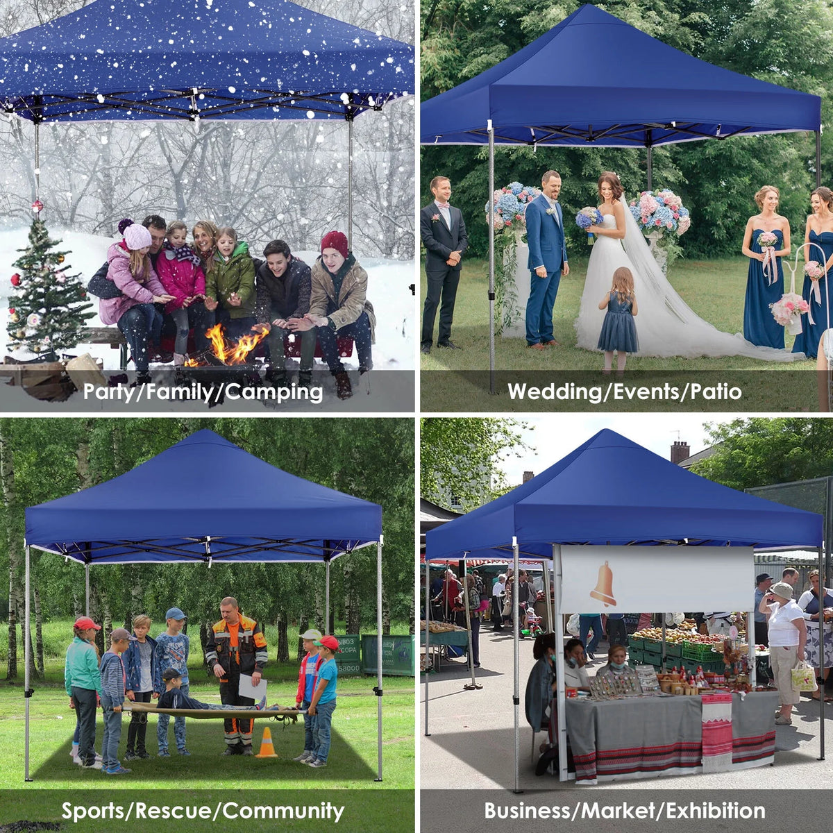 COBIZI 10x10 Heavy Duty Pop-up Canopy Tent for Outside, UPF 50+ Waterproof and Instant Outdoor Shelter, Outdoor Canopy for Beach,Party,Camping with Rope,Stake and Carrying Bag,White(Frame Thickened)