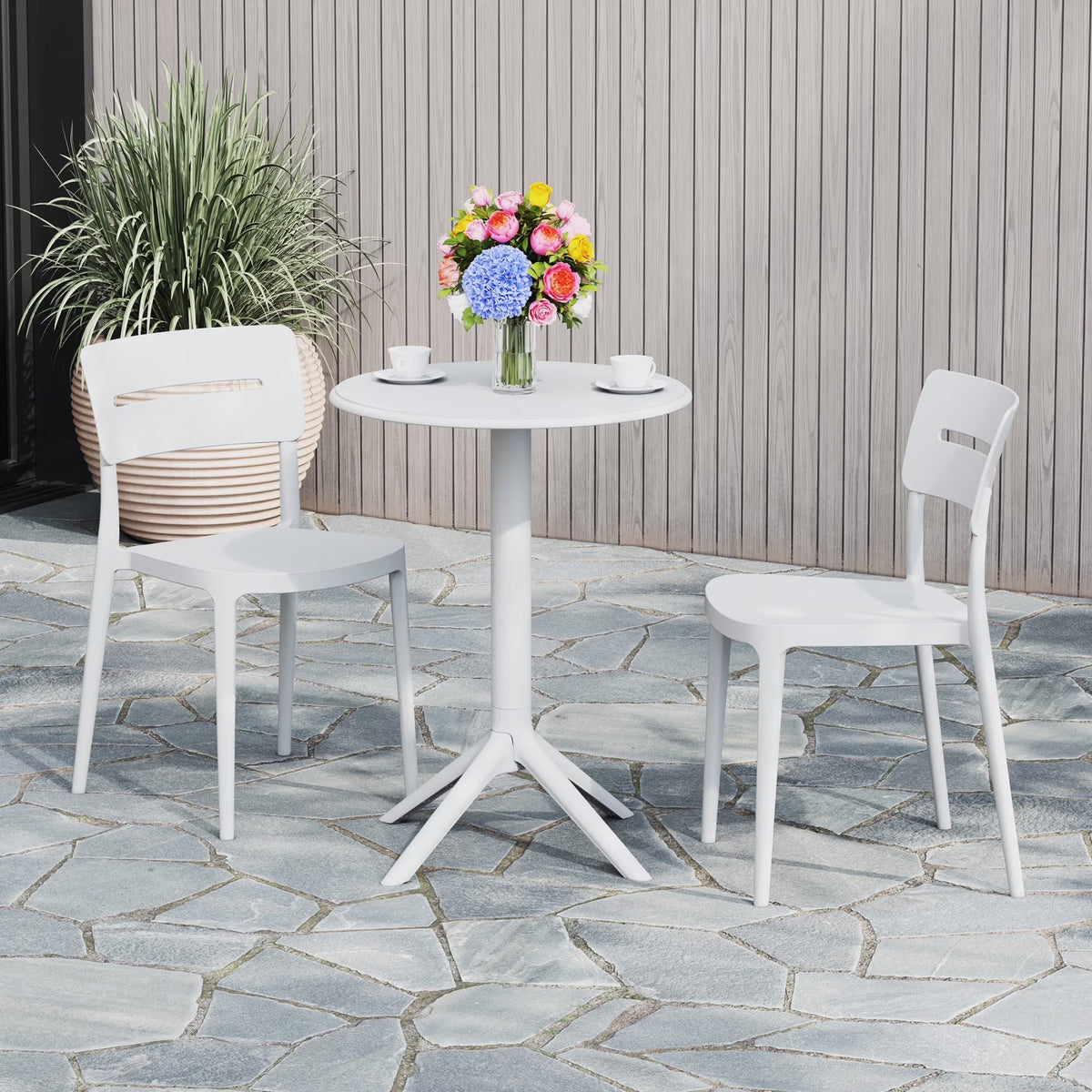 WestinTrends Playa 3-Piece Outdoor Resin Patio Bistro Set with Stackable Patio Dining Chairs, Black