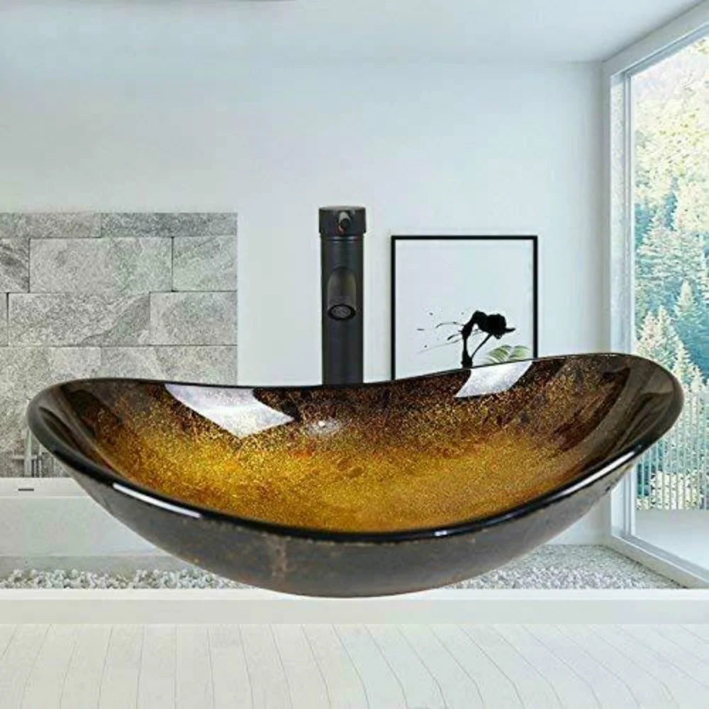 FULLWATT Bathroom Ceramic Sink Vanity Vessel Basin Porcelain Faucet Drain Combo Rectangle,White