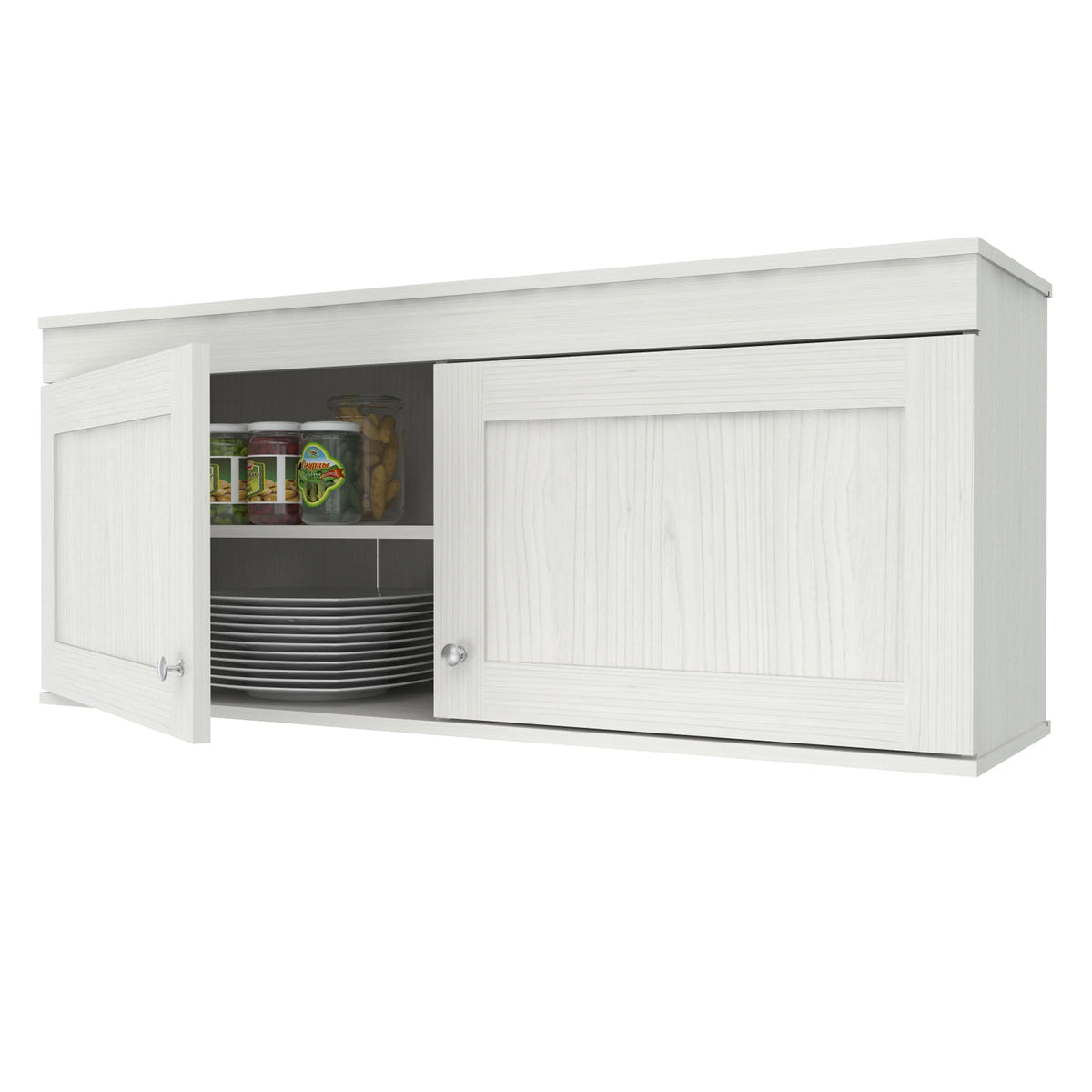 Inval Shaker Wall Mounted 2-Door Laminate Kitchen Cabinet 47"W, Washed Oak