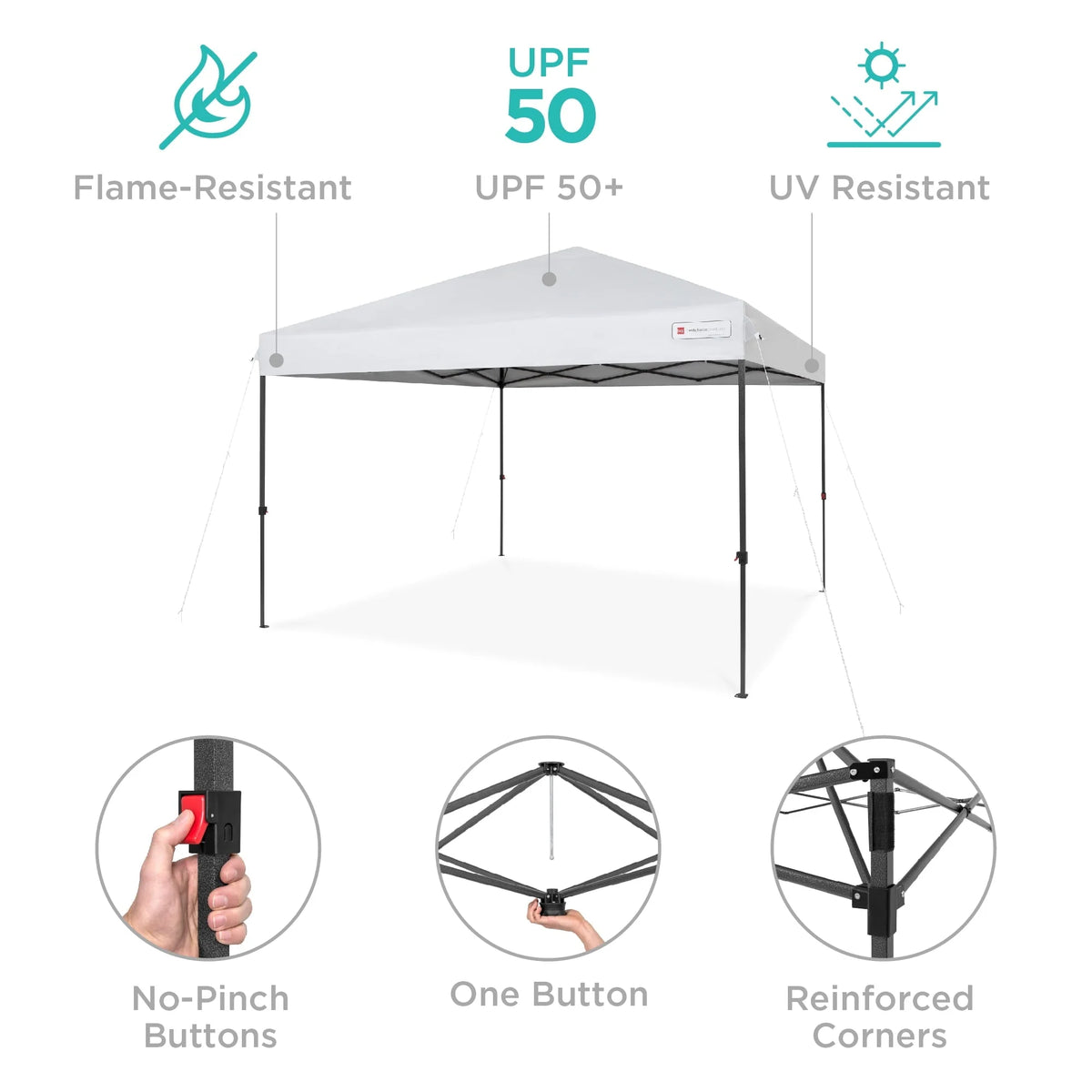 Best Choice Products 10x10ft Easy Setup Pop Up Canopy Instant Portable Tent w/ 1-Button Push, Carry Case - White