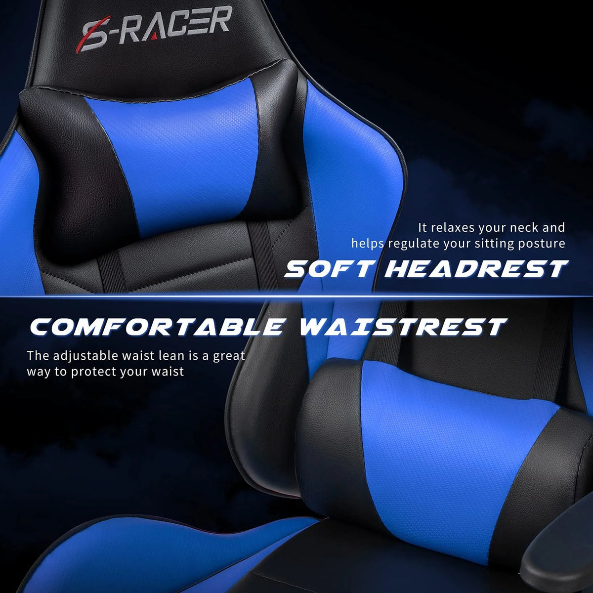 Lacoo High Back Gaming Chair Ergonomic Gaming Computer Chair,Black