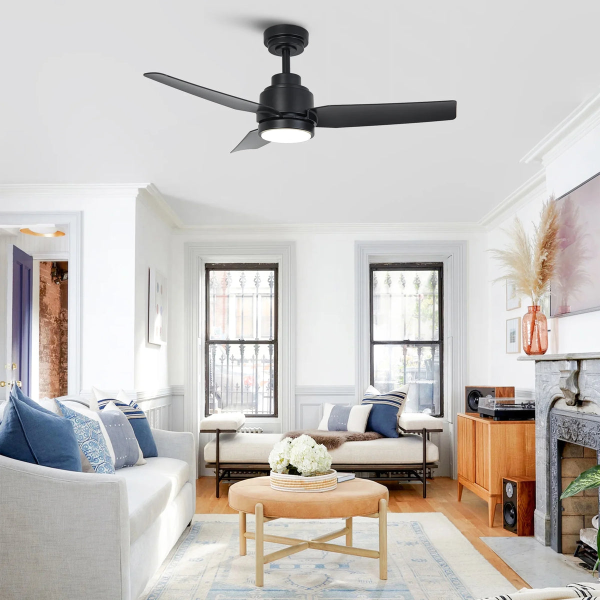 42" Modern Gold Dimmable Ceiling Fan DC Motor Indoor 3-blade LED Ceiling Fan with Remote