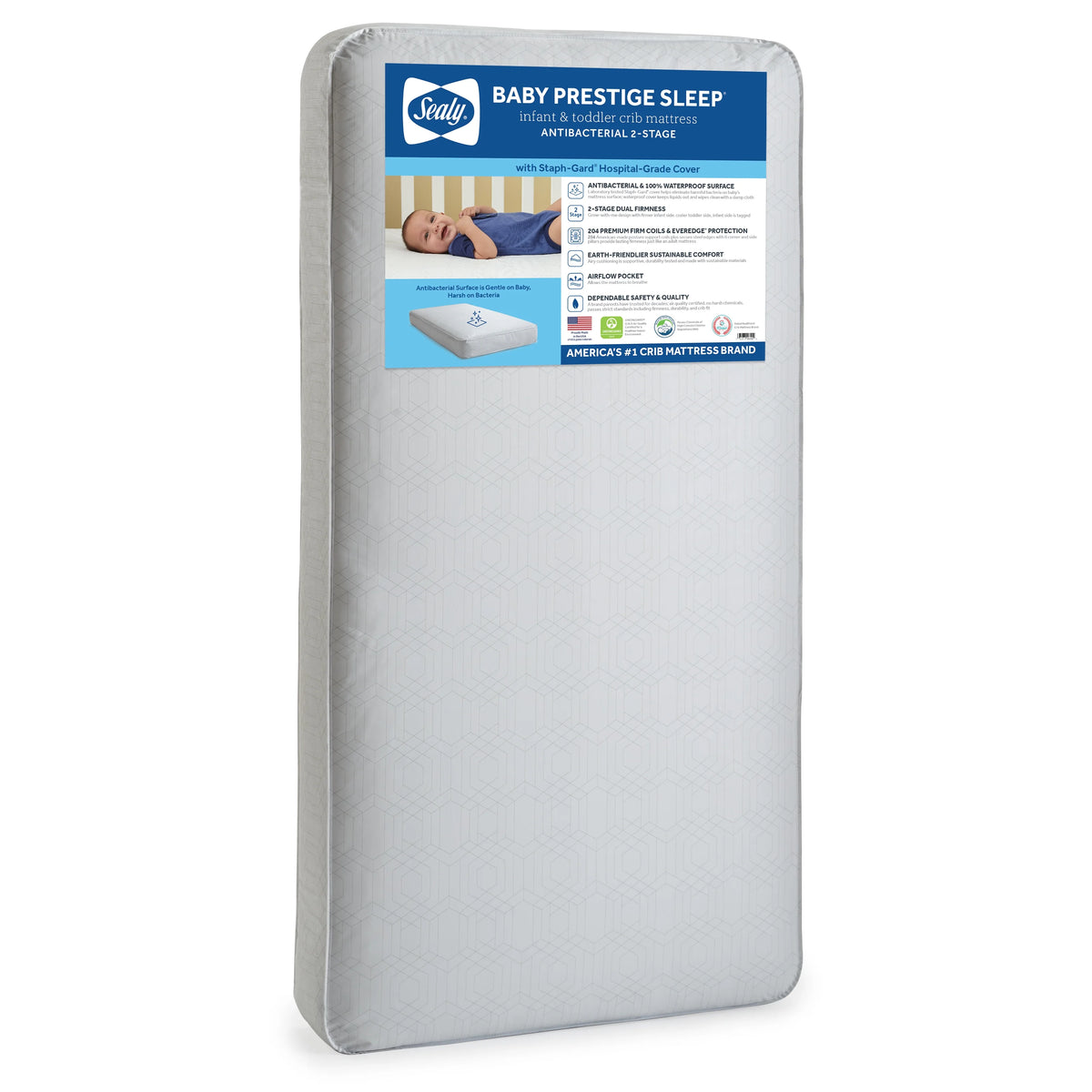 Baby Prestige Sleep Ultra-Premium 2-Stage Antibacterial, 204 Coil, Crib & Toddler Mattress
