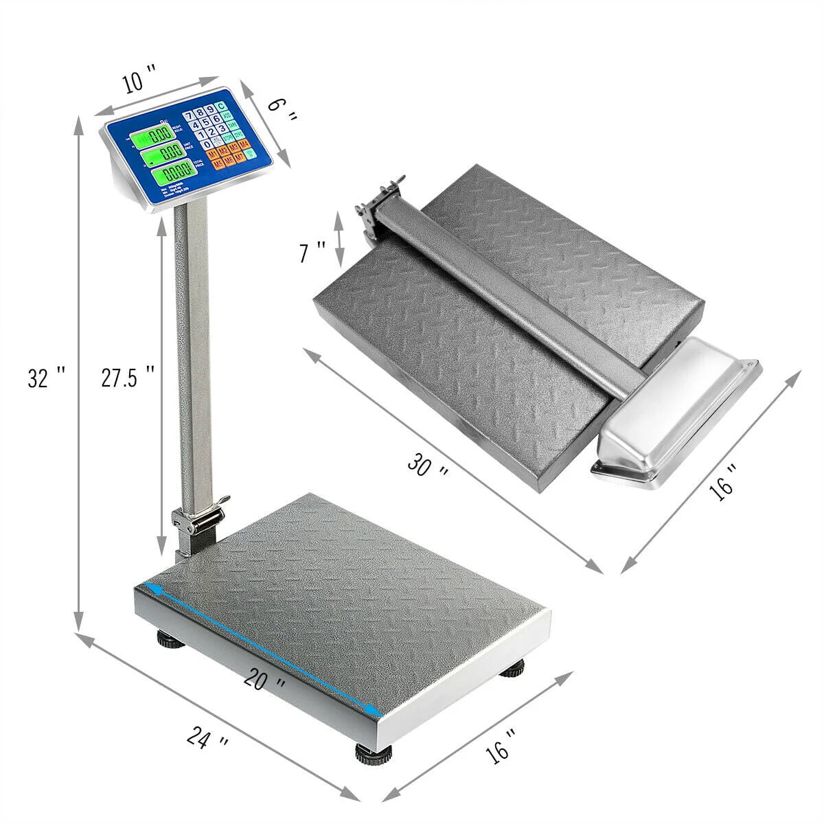 Gymax 660lbs Weight Platform Scale Digital Floor Folding Scale Postal Shipping Mailing