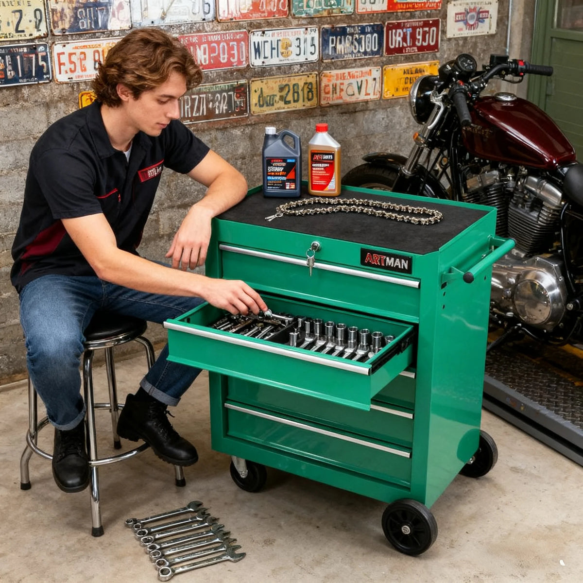 ARTMAN 5 Drawer Rolling Tool Chest, Tool Storage Cabinet  with Wheels and Drawers for Garage Warehouse