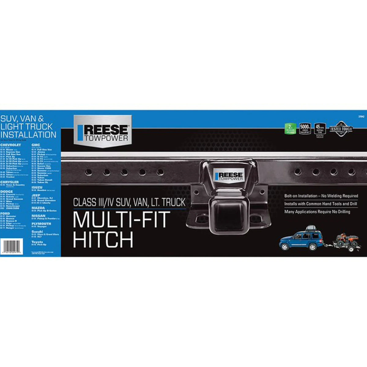 Reese Towpower Class III Trailer Tow Hitch w/ 2 In Receiver Tube