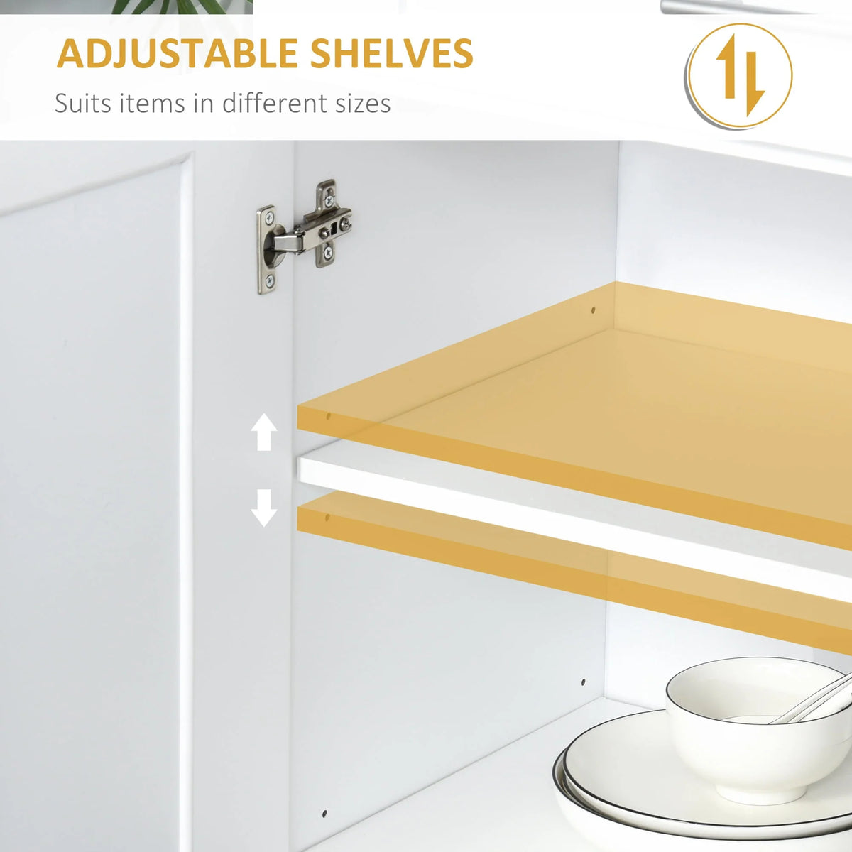 HomCom Modern Kitchen Pantry Freestanding Cabinet Cupboard with Doors and Shelves, Adjustable Shelving
