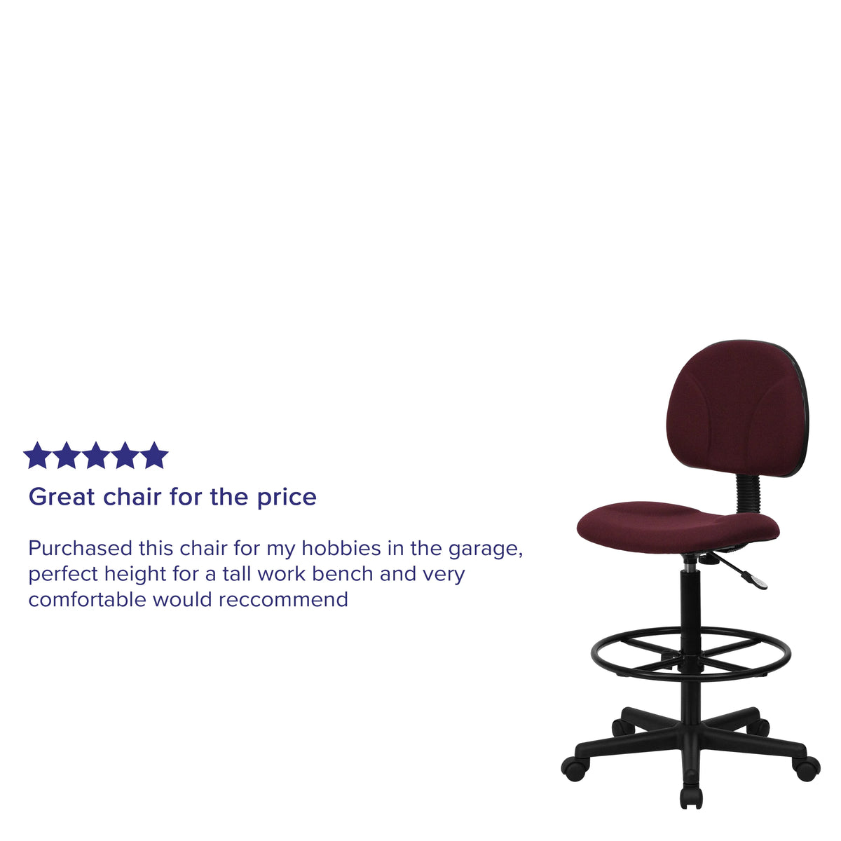 Emma  Oliver Black Fabric Drafting Chair (Cylinders: 22.5"-27"H, 26"-30.5"H)