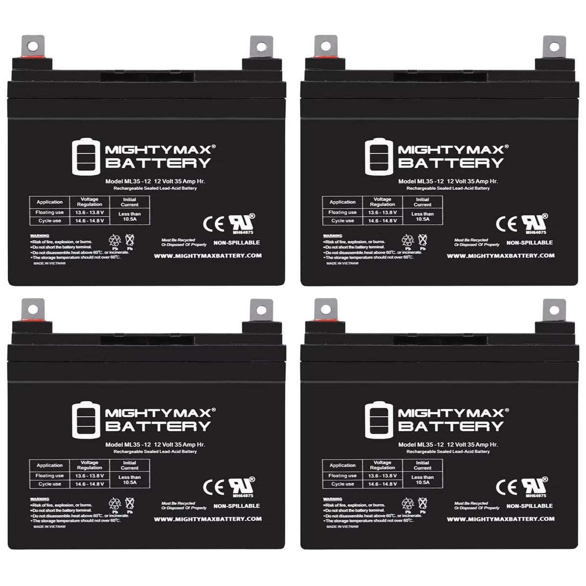 ML35-12 - 12V 35AH Battery for Pride Jazzy Select Electric Wheelchair - 2 Pack