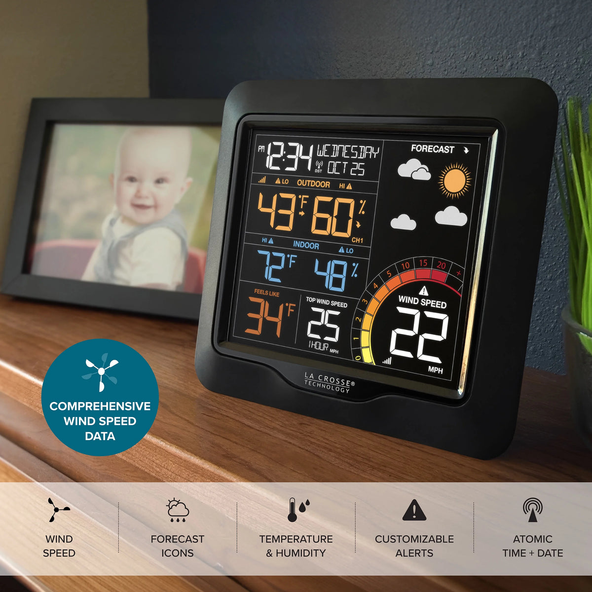 La Crosse Technology L76225 Digital Color Wind & Weather Station with Wind Sensor