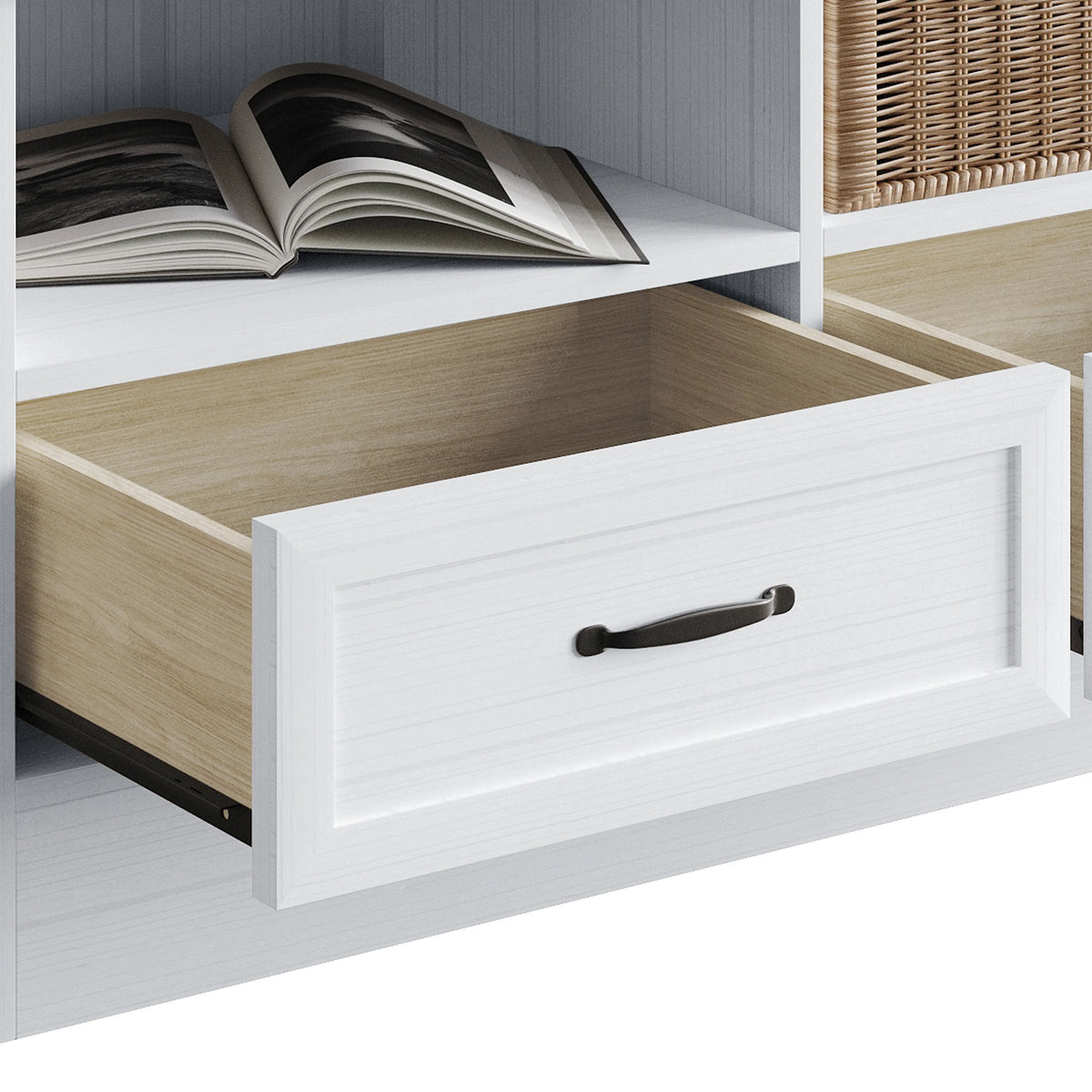 Castle Place Contemporary Hall Tree with Storage Cabinet, White