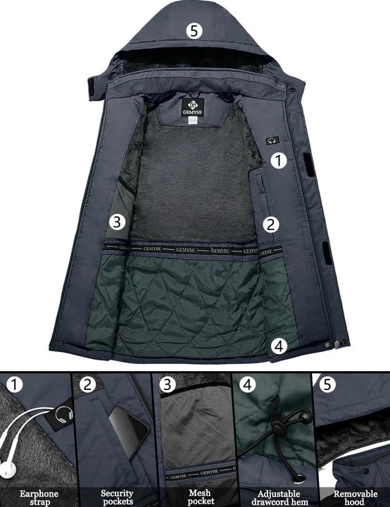 GEMYSE Mens Mountain Ski Snow Jacket Waterproof Windbreaker for Winter Rain(Graphite Grey, XL)