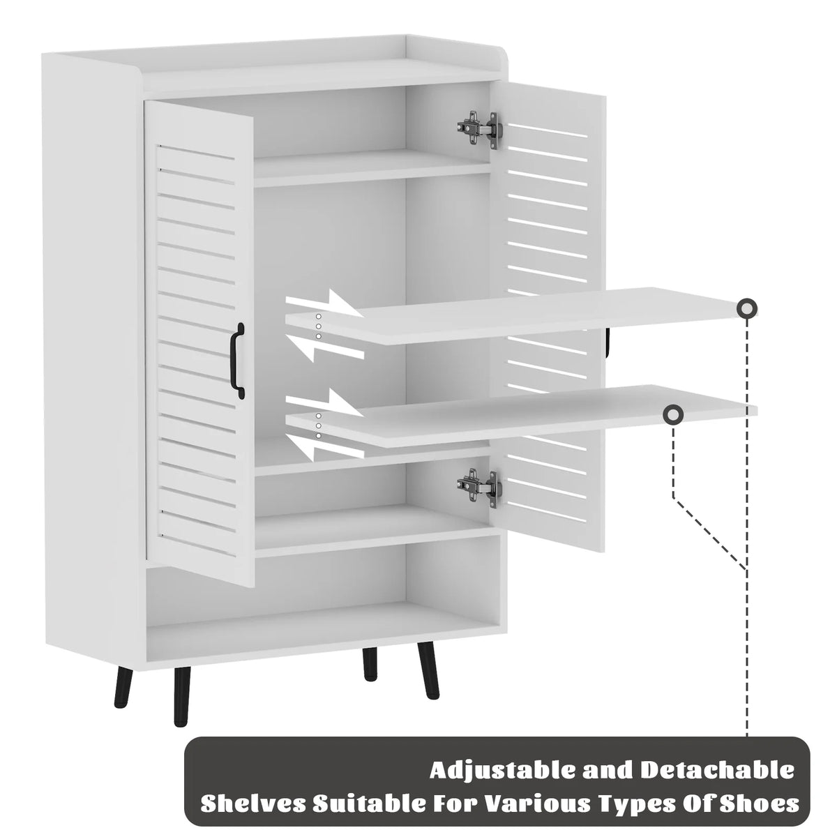 Shoe Cabinet with Doors,7-Tier Modern Shoe Storage Cabinet with Adjustable Shelves,50" Large Wooden Shoe Cabinet Storage for Entryway Front Door Hallway Living Room,White