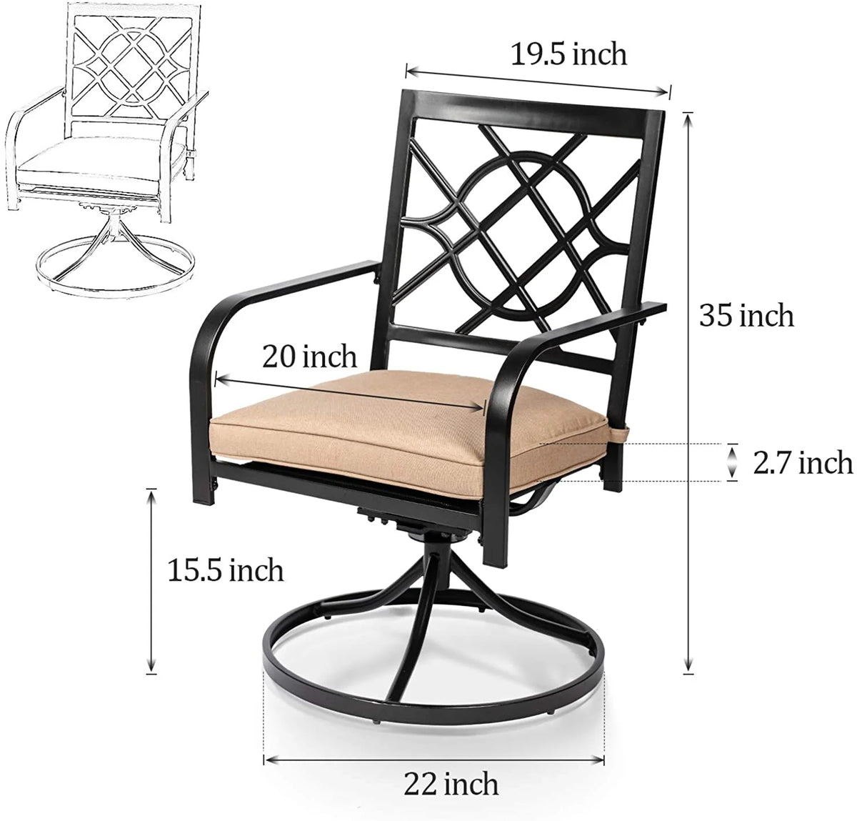 SUNCROWN 5-Piece Outdoor Wrought Iron Chairs and Table Patio Dining Furniture Set - 4 Stackable Metal Chairs, 1 Steel Slat Bistro Table and 1 Sky Blue 9Ft Patio Umbrella for Garden Backyard Deck