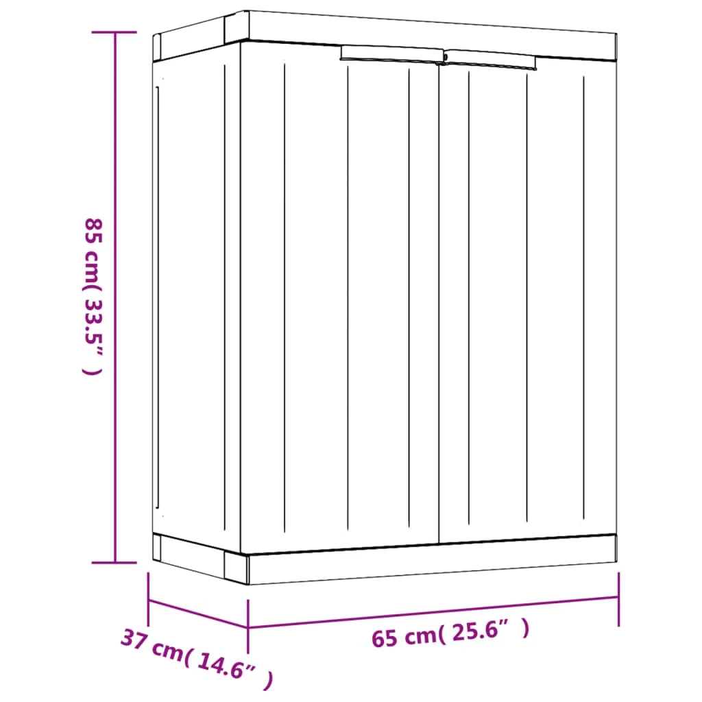 vidaXL Outdoor Storage Cabinet Black 25.6"x14.6"x33.5" PP