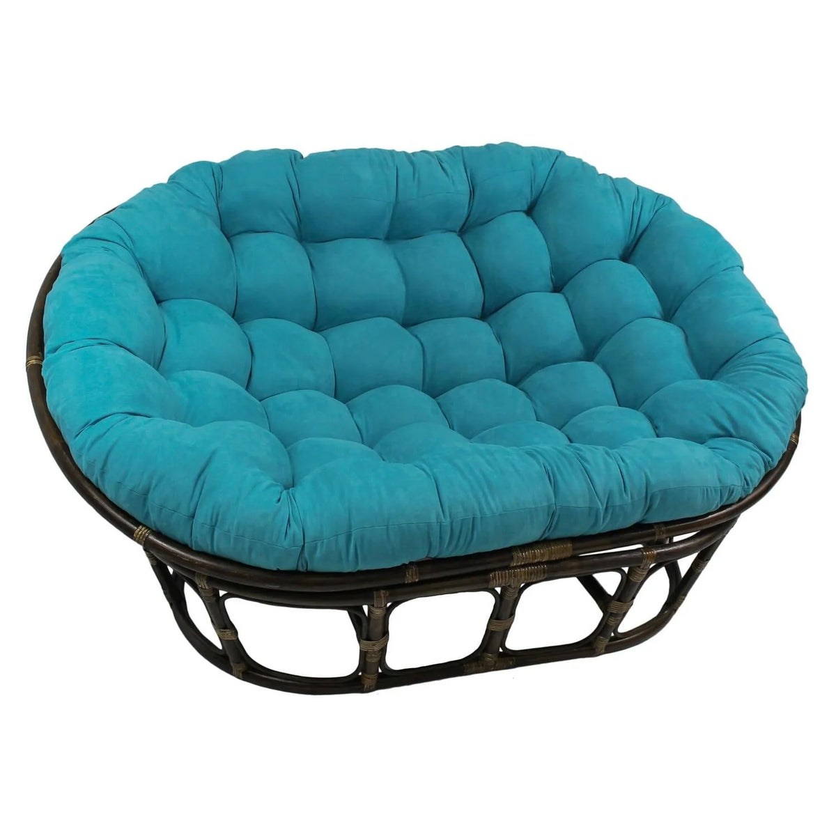 Blazing Needles 93304-MS-AB 65 x 48 in. Solid Microsuede Double Papasan Cushion, Aqua Blue