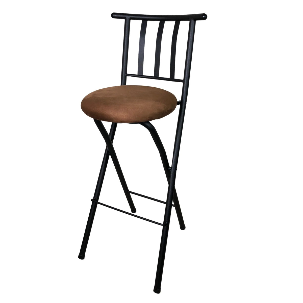 Mainstays Indoor Metal Folding Stool with Slat Back and Microfiber Seat