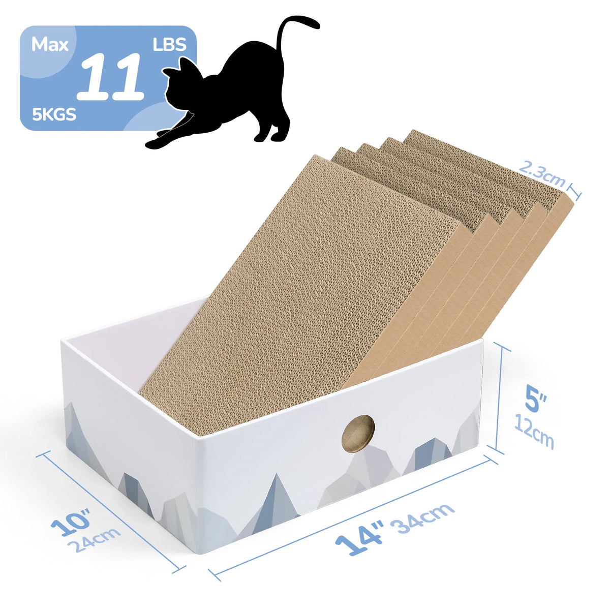Conlun Cat Scratcher Cardboards with Box, 5-Pack Replacement Reversible Cat Scratcher Pad, Medium