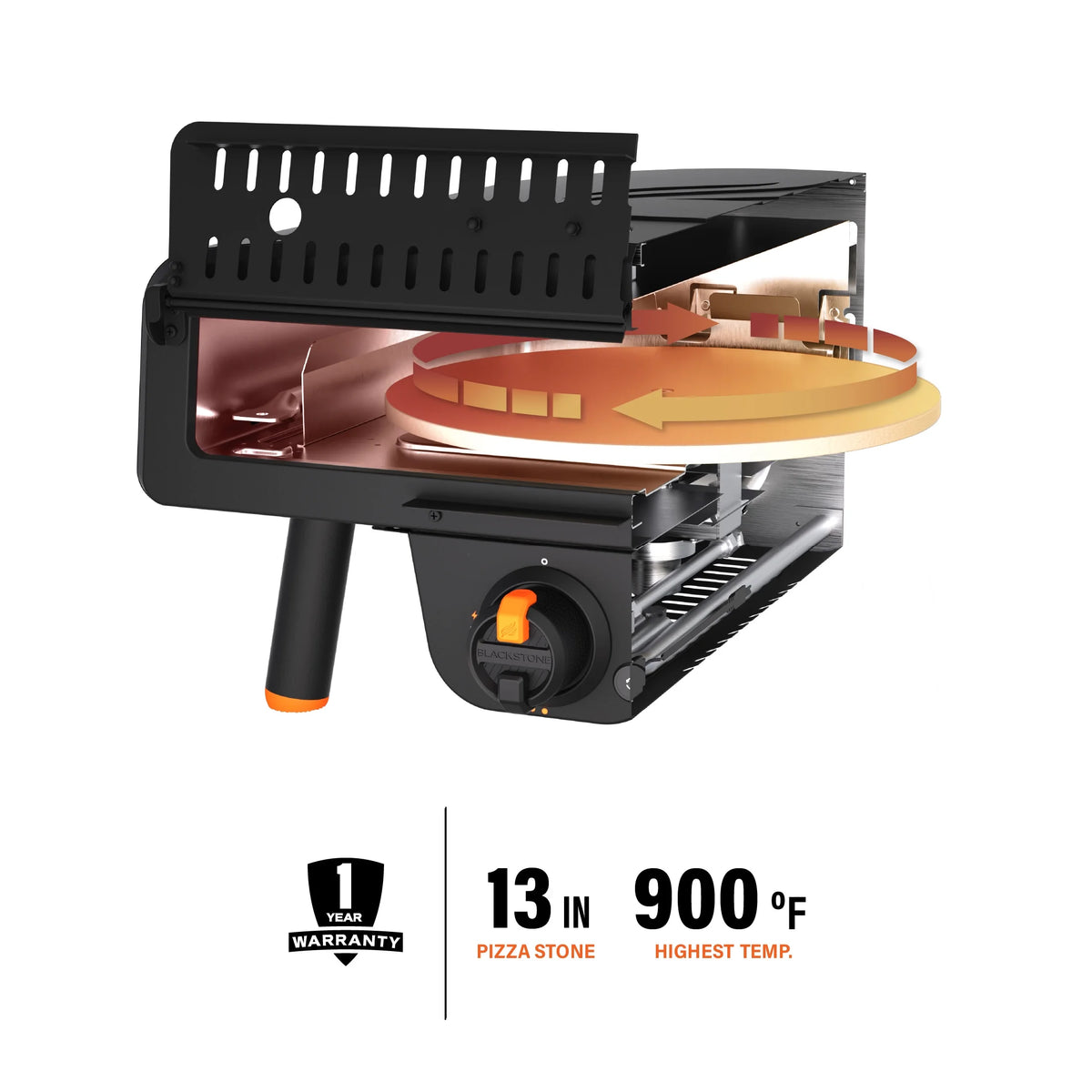 Blackstone Outdoor Tabletop Propane Pizza Oven with 13�?Rotating Pizza Stone