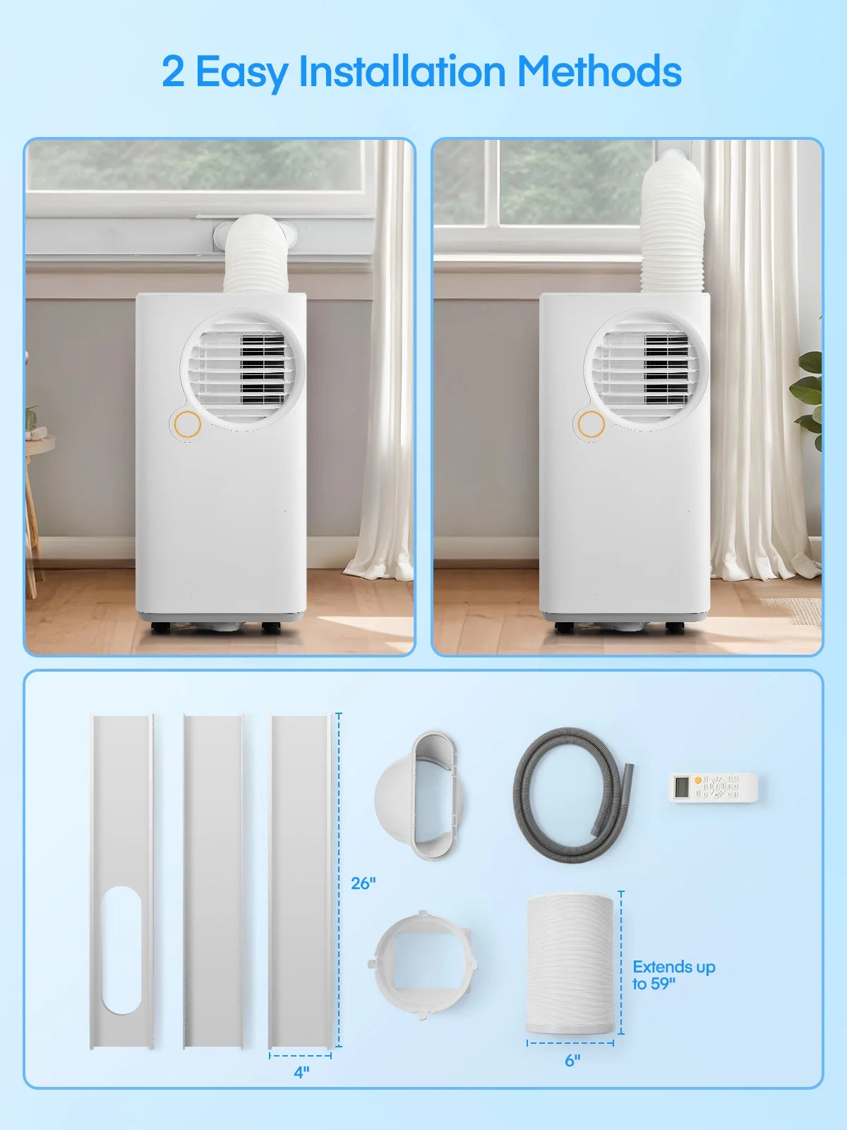 FOHERE 12000 BTU Portable Air Conditioner for Room Cooling and Heating, Covers up to 550 Sq. Ft, 4 IN 1 All Season AC Portable Air Conditioner with Remote Control and Window Kit, White