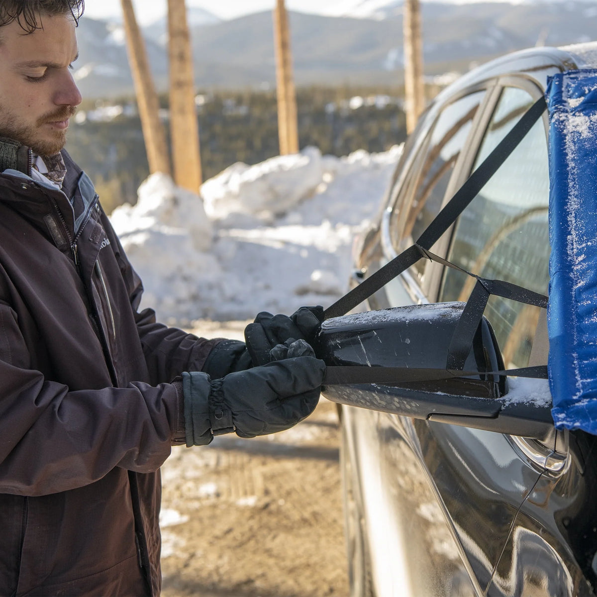 FrostGuard Pro Automotive Winter Windshield Cover - Standard Size in Indigo for Cars and Smaller SUVs - Shades