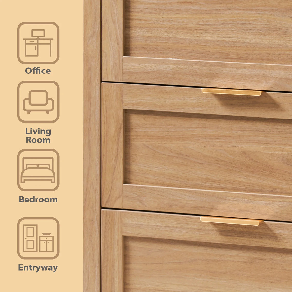 ARKANTOS Wooden 6 Drawer Double Dressers, Wide Chests of Drawers for Bedroom, Natural Oak