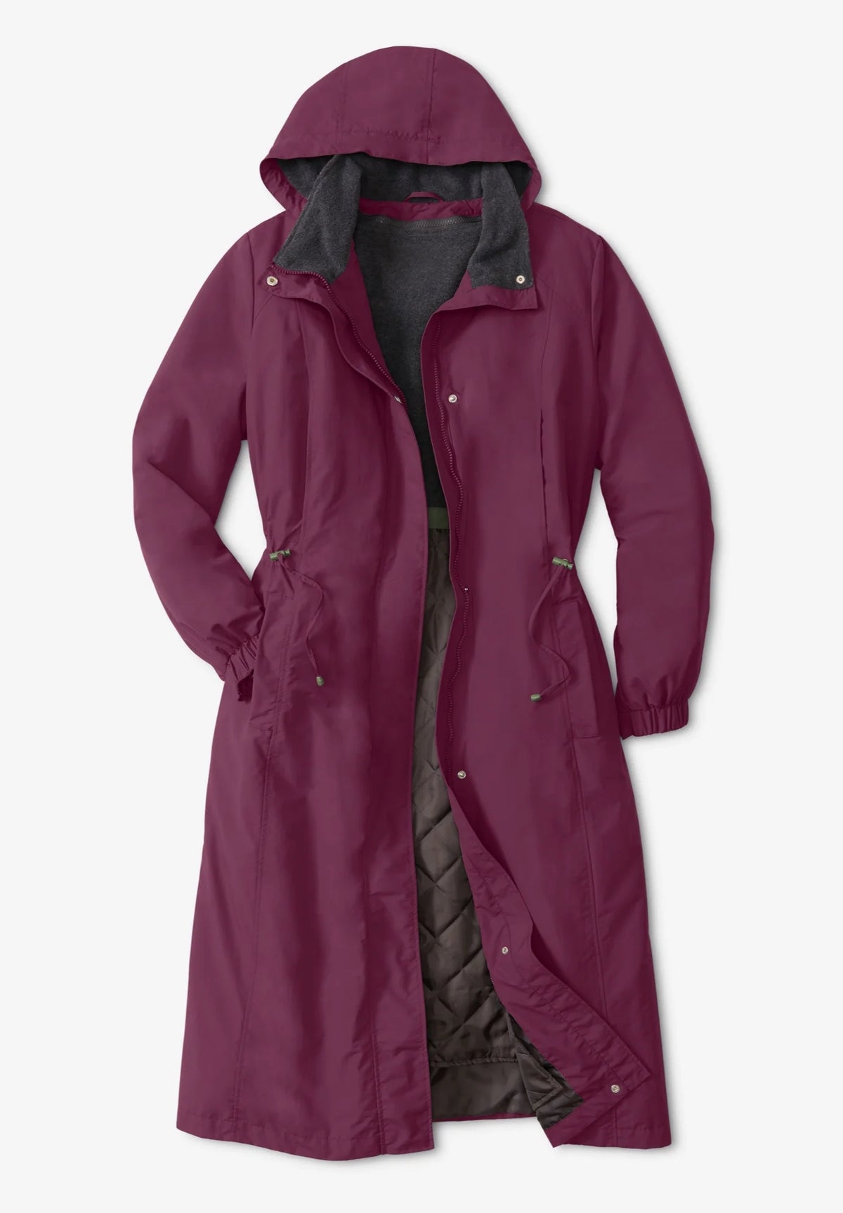 Woman Within Plus Size Long Hooded Taslon Jacket