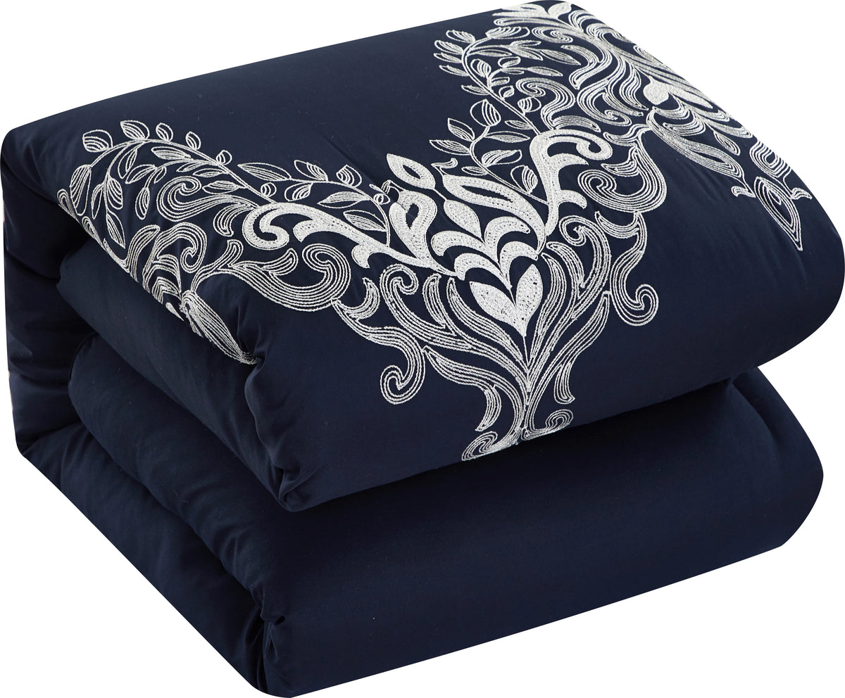 Lanco Taupe Damask Patchwork Queen Size Comforter Set, 7 Piece, Chain Stitching Embroidery Ultra Soft, Premium Microfiber, All Season