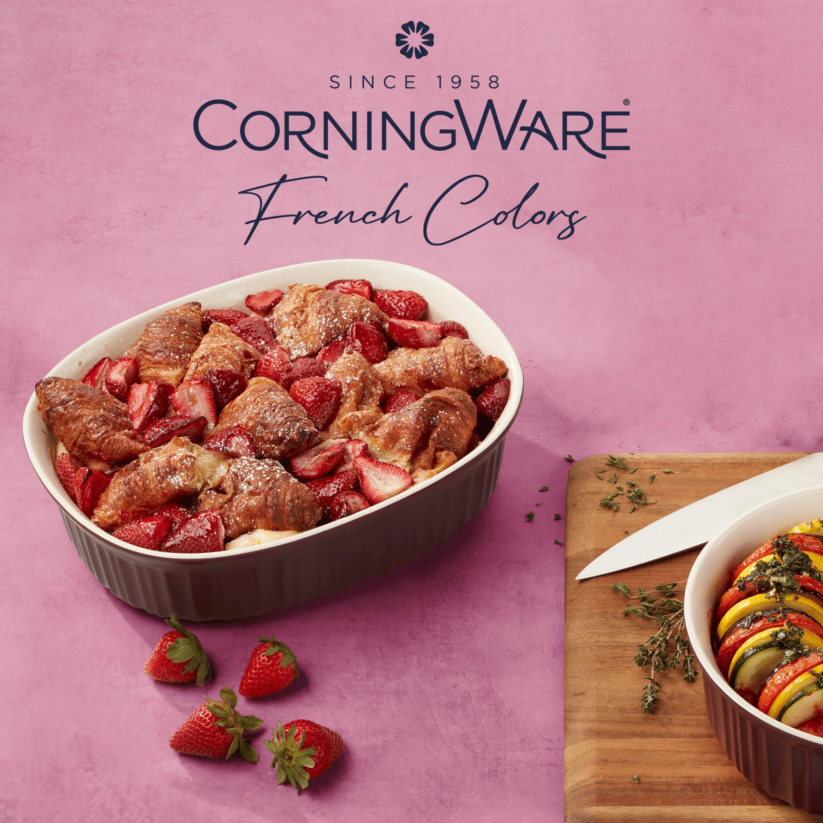 CorningWare French Colors 6-Piece Oval Baking Set with Lids, Cabernet